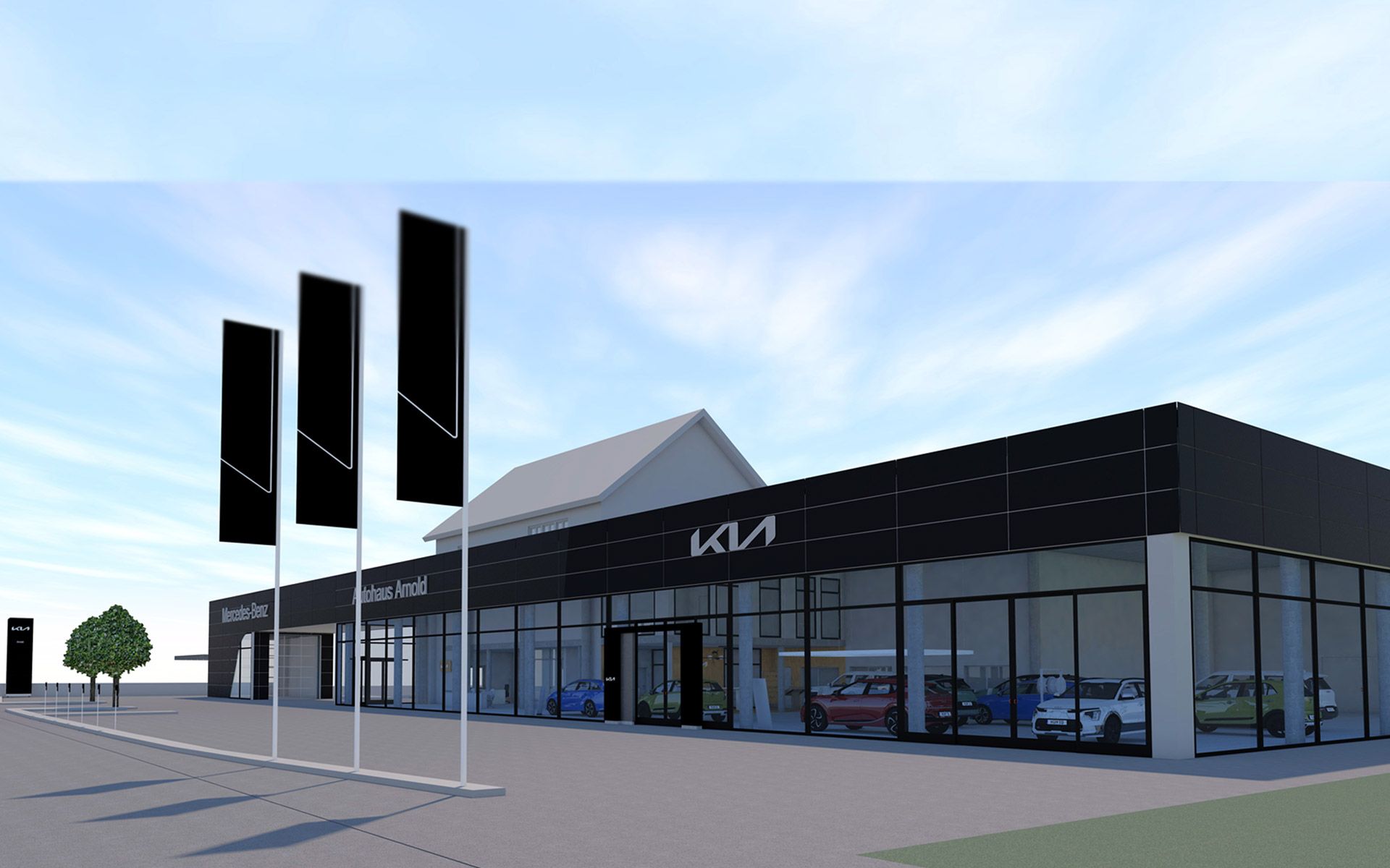 Außenansicht des neuen Store Concepts in Neufahrn